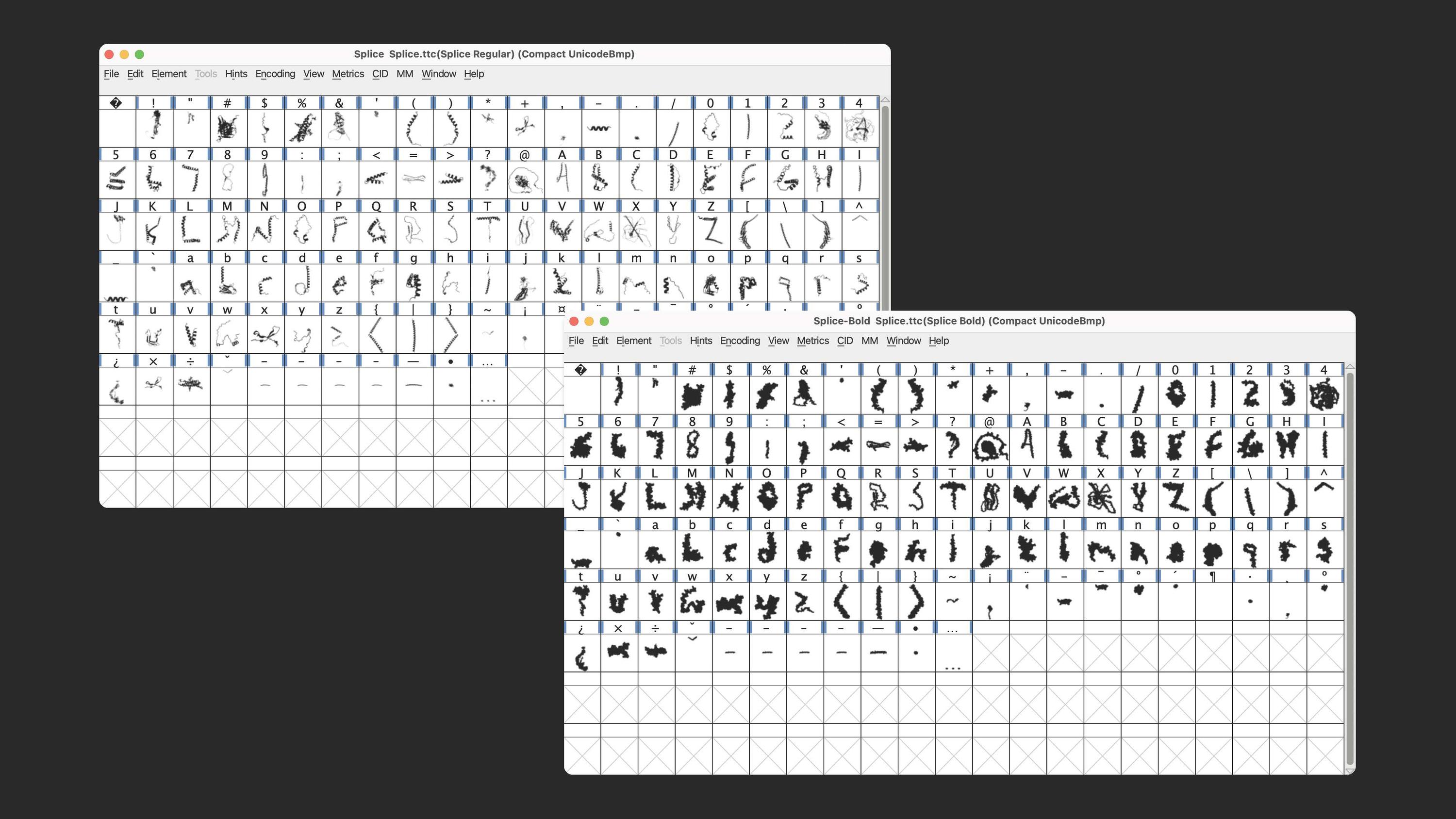 Splice typeface — both weights